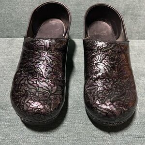 Dansko Dark Metallic Floral Women's Clogs